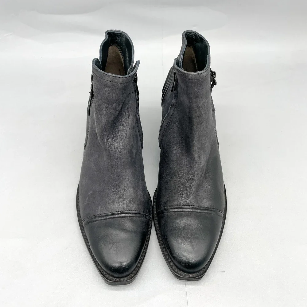 Paul Green Womens UK 7.5/ 10 Diandra Boots Black Leather Cap Toe Heel Booties